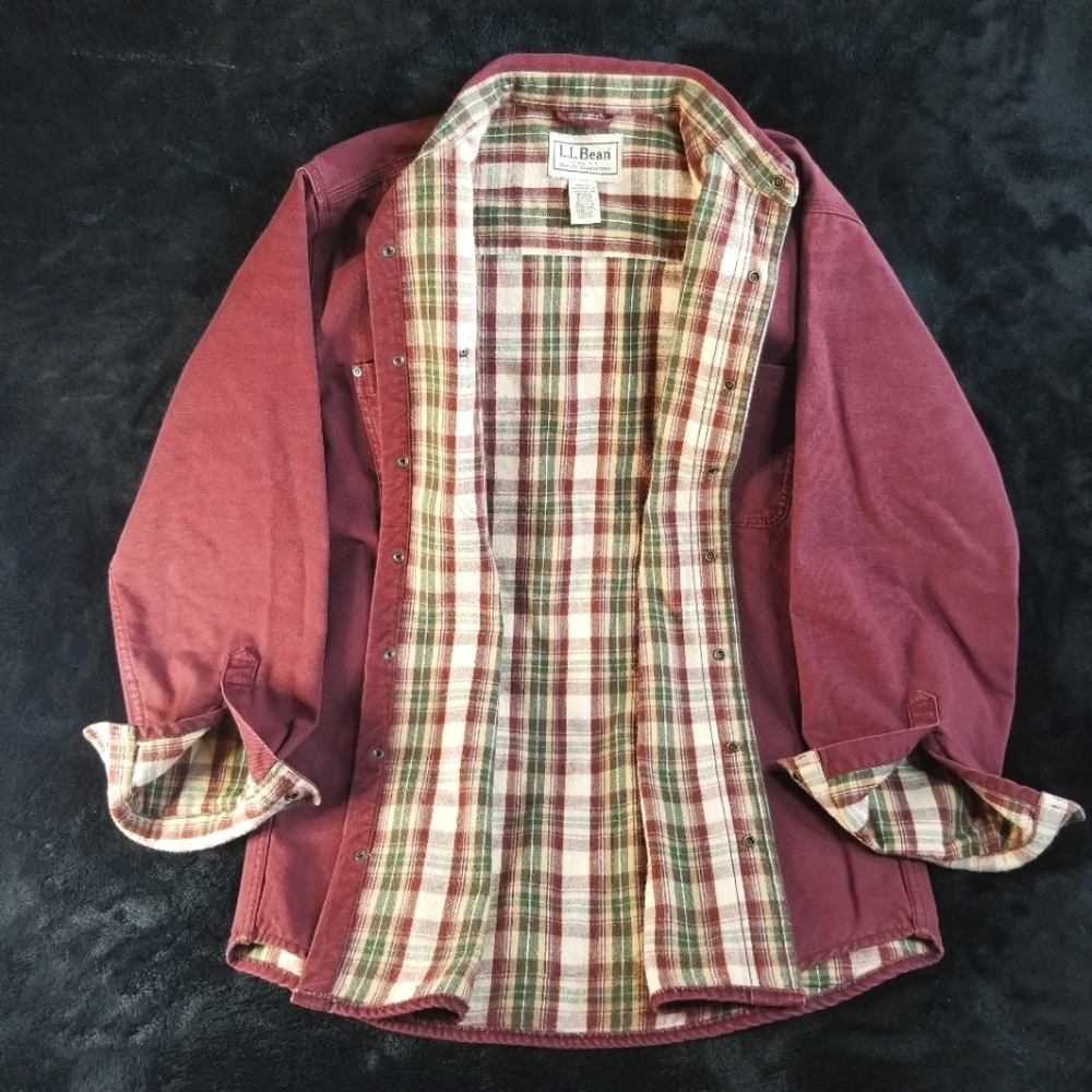 LL Bean Check Plaid flannel lined jacket